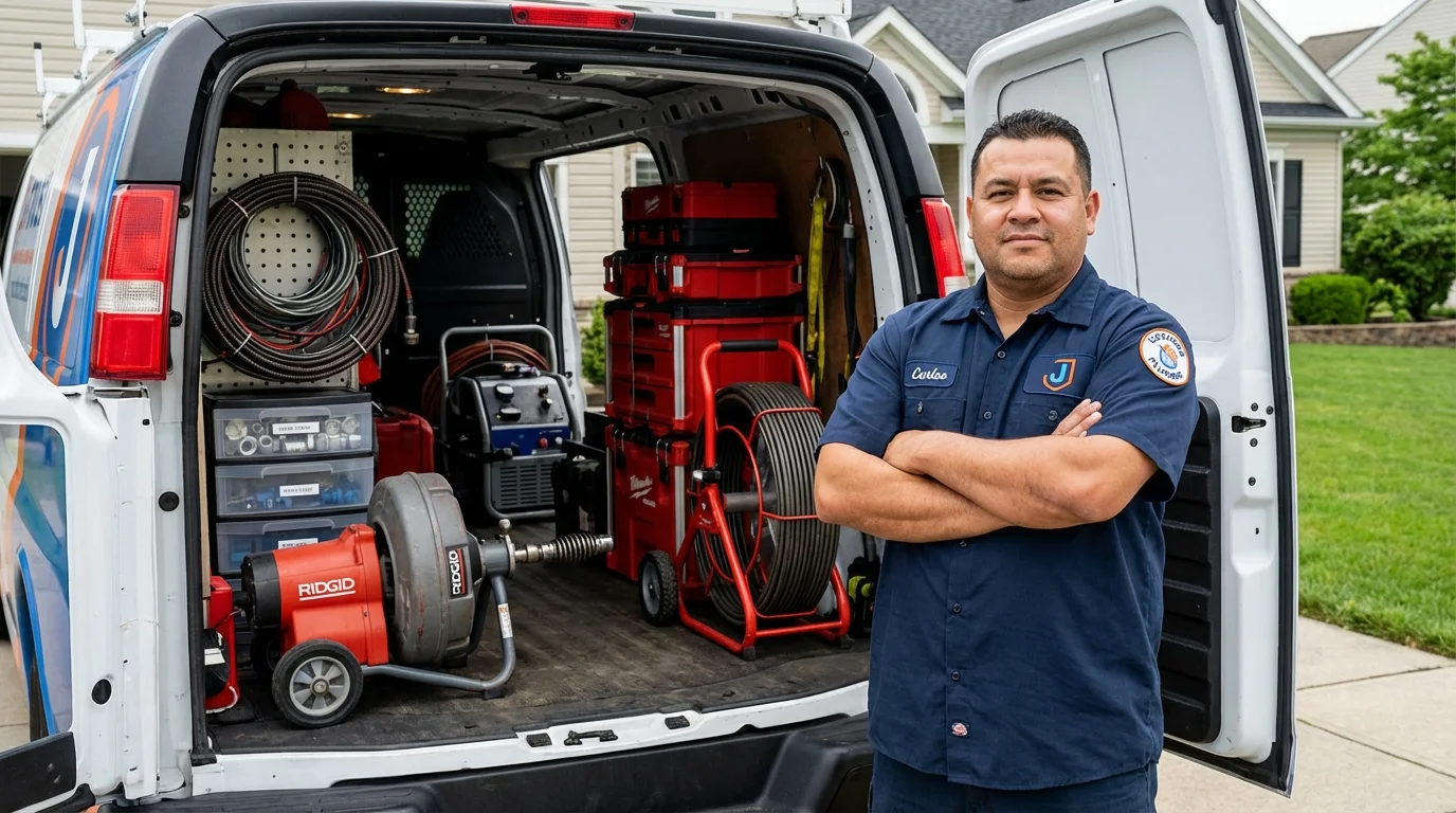 Professional drain cleaning equipment and Johns Plumbing LLC plumber in Crosbyton