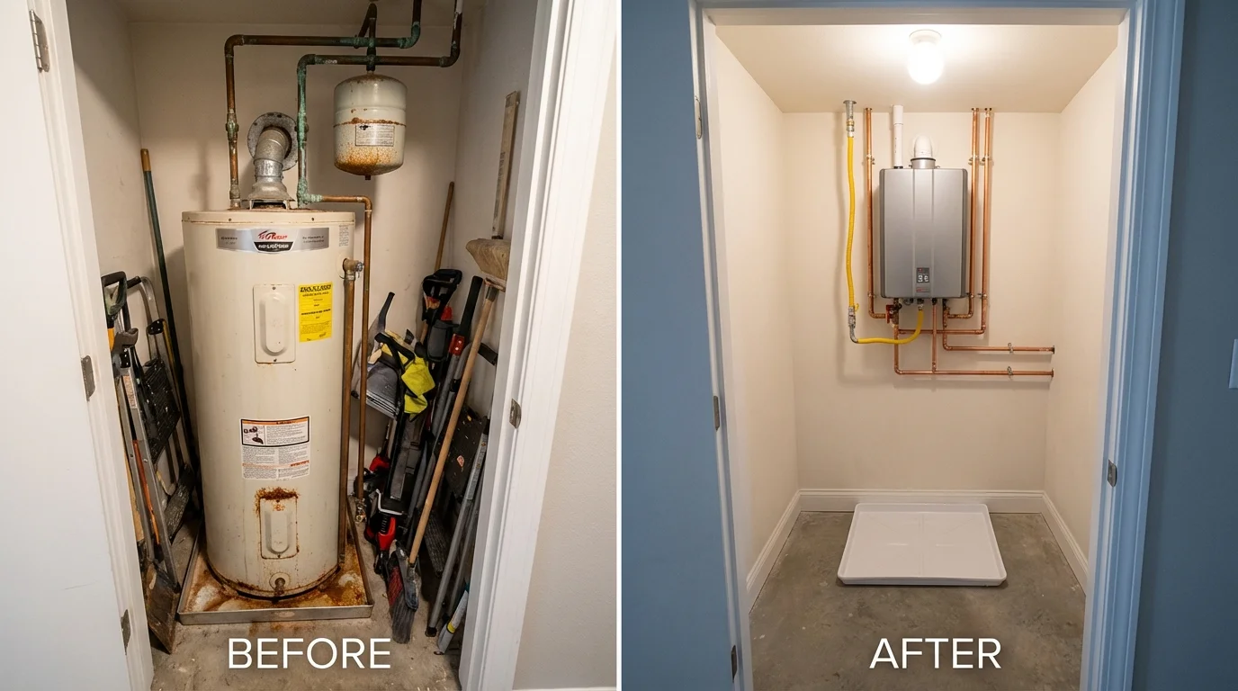 Tank water heater versus wall-mounted tankless unit comparison for Crosbyton, TX homeowners