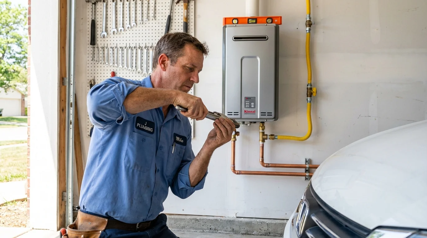 Tankless water heater installation by a Johns Plumbing LLC plumber in Crosbyton